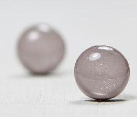 Gray Sparkle Stud Earrings - Post Earrings - Polymer Clay Studs - Fashion Jewelry