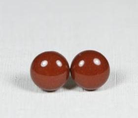 Chocolate Brown Stud Earrings - Skin Tone Studs - Post Earrings - Handmade Polymer Clay Posts Jewelry