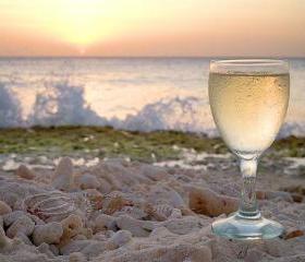 Beach Photo ocean wine home decor sunset print 8x10"