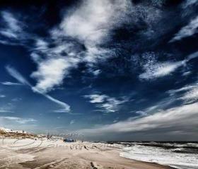 Beach Photo ocean clouds blue skies print waves 8x12"