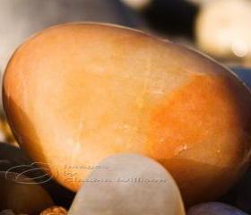 Macro photo beach stone pebbles close up orange print 5x7"