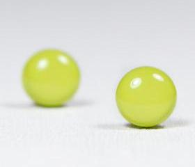 Chartreuse Stud Earrings - Green Yellow Polymer Clay Stud Earrings - Posts Earrings Jewellery - Handmade Polymer Clay Earrings Jewelry