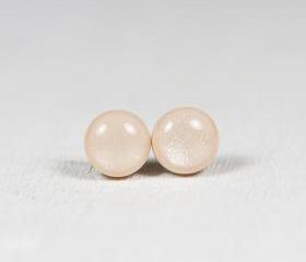 Beige Shimmer Stud Earrings - Skin Tone Studs - Post Earrings - Handmade Polymer Clay Posts Jewelry
