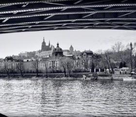 Prague photo Travel Photo black & white photo Charles bridge 8x12"