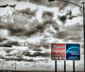 Virginia Beach photo Travel dramatic clouds vintage image 5x7" print