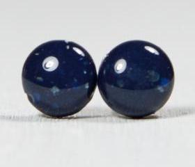 Blue Stone Stud Earrings - Polymer Clay Stud Earrings - Post Earrings Jewelry Jewellery - Posts Studs