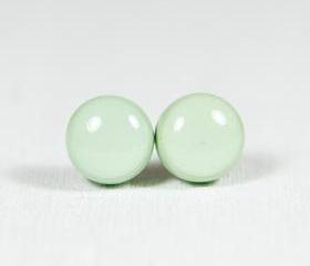 Mint Green Stud Earrings - Polymer Clay Earrings - Small Posts Earring Jewellery