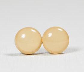 Ecru Brown Stud Earrings - Skin Tone Polymer Clay Jewelry - Post Earrings - Studs Posts Jewellery