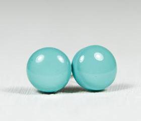 Tiffany Blue Stud Earrings -Light Blue Small Post Stud Earrings - Polymer Clay and Resin Jewelry