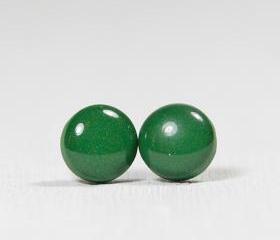 Leaf Green Polymer Clay Resin Stud Earrings - Posts Studs Jewelry Jewellery