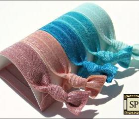 Hair Ties - Sand, Sea & Sky Collection - Set of 5 - Elastic Hair Ties - Sweet Petites