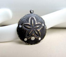 Black Patina SandDollar Charm Pendant
