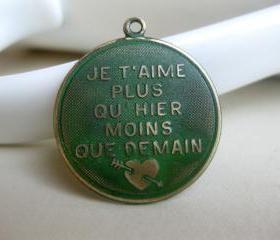 Solid Brass French Charm Green Patina