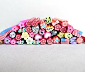 10 pcs of Mixed Polymer Clay Canes, Fimo Clay Nail Art, Scrapbooking Embellishments