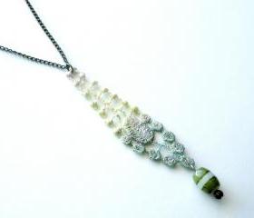 Lace Necklace Hand Dyed - Yellow and Olive Green - Customizable Colors - Lace Fashion