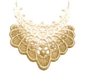 Lace Necklace Hand Dyed - Ombre in Tan and White Metallic - Customizable Colors