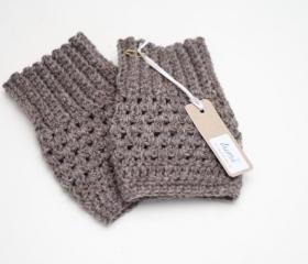 Crochet Boot Cuffs in Soft Brown - Boot Toppers