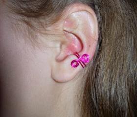 Set of 4 Colorful Ear Cuffs, hot pink, purple, turquoise, and blue