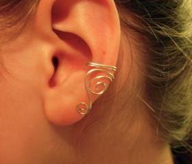Single Silver Plated Ear Cuff with swirls 