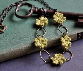 Olive Green Flower Necklace MADE TO ORDER