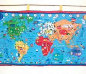 World Map Quilted Wall Hanging