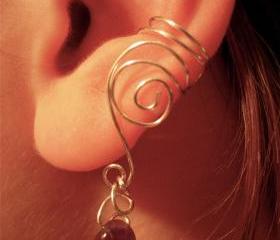 Pair of Silver Plated Ear Cuffs with Genuine Amethyst Accents 