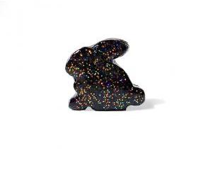 Black Rabbit Figurine with Rainbow Glitter