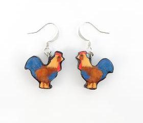 Polymer Clay Rooster Earrings 