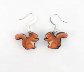 Polymer Clay Red Squirrel Earrings 