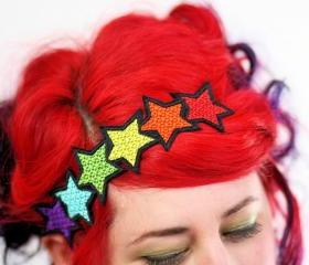Rainbow Stars Headband, Red, Yellow, Orange, Blue, Purple
