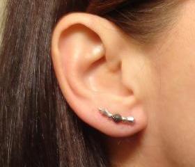 Ear Pins - Sterling Filled Pins, Vitriol Crystal with Gunmetal Stardust Beads - Pair Earrings