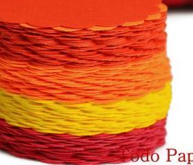 1.5 inch, 40 Scalloped circle punches. Tangerine, Red, Orange, Yellow.