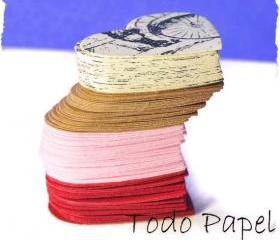 100 pieces. 1 inch Heart paper embellishment. 4 colors. Die cut / Valentine's / Party decor / Love / Romance