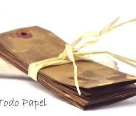 12 Primitive Tags. Extra large 4.3/4inch by 2.3/8 inch. Grubby Grungy. Manila tags.