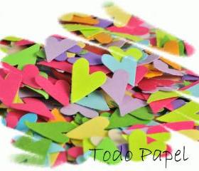 200 pc. Primitive heart confetti. Hand punched embellishment, party decor. Spring / love / romance