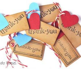 10 Mini Thank you Tags with hearts.