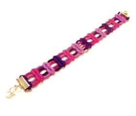 Fabric Bracelet in Pink and Purple - Spring Neon