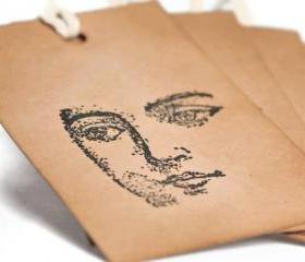 Muse Kraft tags. Gift / label / tag / gift tag / decoration / lady / woman / face / favor / vintage / rustic / brown
