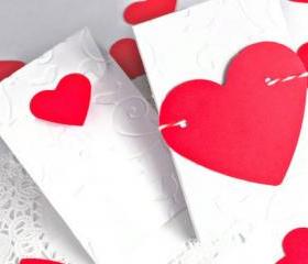 Coin envelopes. 10 Set - Red heart - Wedding favor, thank you note, packaging, friendship, love