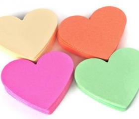 Heart Die cuts - 40 piece set. Beige, Coral, Mint and Bubble Gum Pink - Scrapbooking