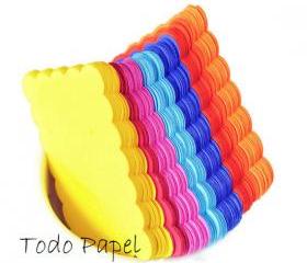 35 Scalloped Rectangle punches. 2 by 1 inch. Rainbow colors