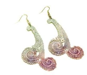 Lace Earrings Hand Dyed - Pearl Purple, Lavender and Baby Blue - Customizable Colors