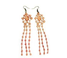 Lace Earrings Hand Dyed -Red and Brown - Customizable Colors