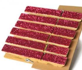 6 clothespins . raspberry pink . tourmaline . wedding decor . embellishment . party favor . wooden peg . fabulous . fashionic