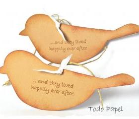 100 Wedding Wishing Tree tags - Bird Vintage inspired. Decoration / Thank you notes / party favors / kraft /