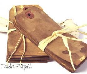 25 Primitive Tags. Extra large 4.3/4inch by 2.3/8 inch. Grubby Grungy. Manila tags