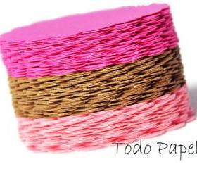 2 inch, 42 Scalloped Circle punches. Raspberry, Kraft , Baby pink
