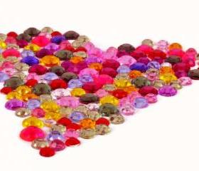 300 Rainbow Acrylic Flatback Rhinestones. 3 sizes - for scrapbooking, crafts, jewelry.