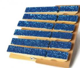 Glittered clothes pins . lapis lazuli . cobalt blue . 6 . clothes peg . organization . favors . embellishments . wedding decor . glitzy