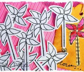 Pinwheel / Windmill Scrapbook embellishment. Do it yourself / DIY / Arts and Crafts / kids / card making / Pink / Pack of 12